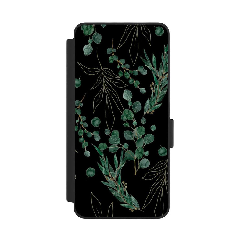 Galaxy S26 NIVOflip Feuilles d'Eucalyptus Fond Noir