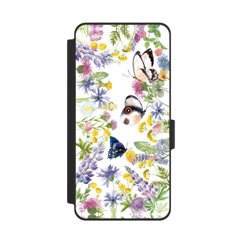 Galaxy S26 NIVOflip Bunte Frühlingsblumen und Schmetterlinge