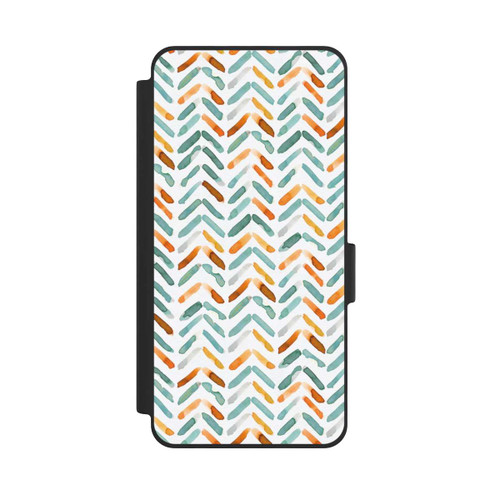 Samsung Galaxy S26 NIVOflip Elegantes Herbstchevron Blau Orange