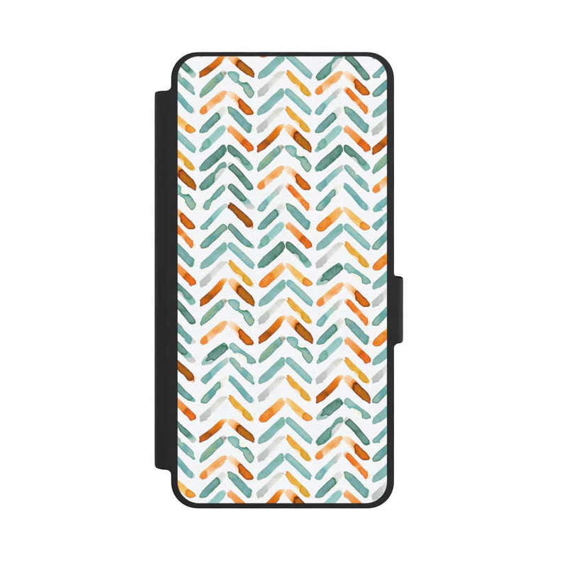 Galaxy S26 NIVOflip Elegantes Herbstchevron Blau Orange