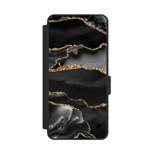 Samsung Galaxy S26 NIVOflip Dark Marble Stripes Gold Look