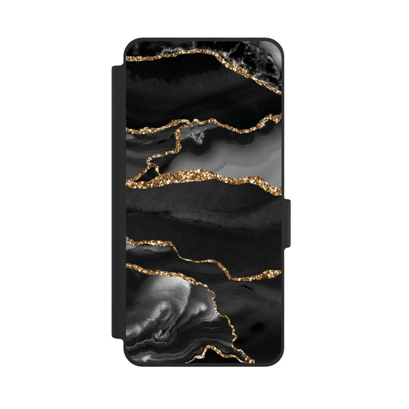 Galaxy S26 NIVOflip Dunkle Marmorstreifen im Goldlook