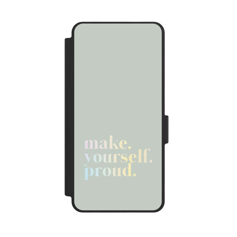Galaxy S26 NIVOflip Make Yourself Proud Zitat-Minze und Farbverlauf