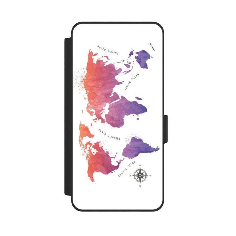 Galaxy S26 NIVOflip Worldmap (Watercolor) white