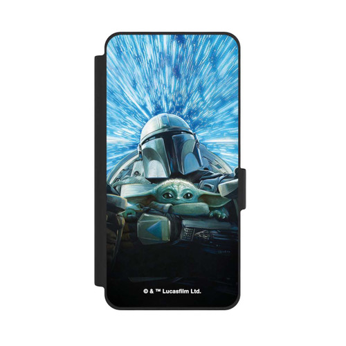 Samsung Galaxy S26 NIVOflip Grogu und Mando fliegen blau