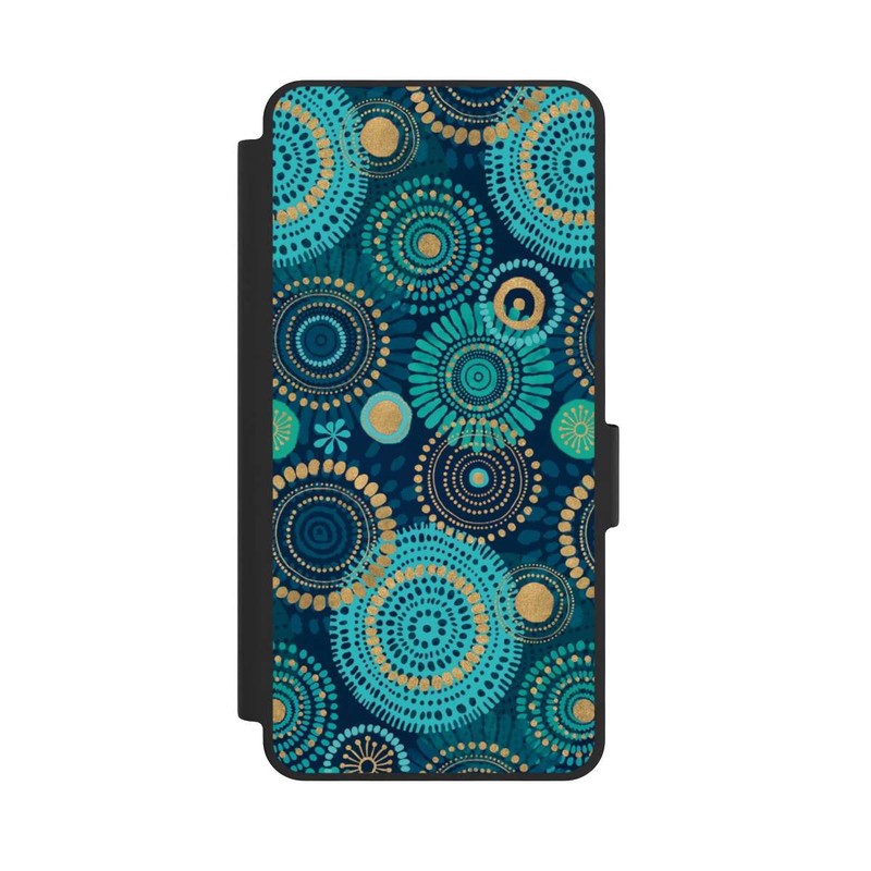 Galaxy S26 NIVOflip Blockprint India Teal Gold