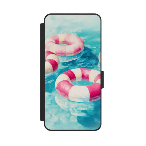 Samsung Galaxy S26 NIVOflip Gestreifte Schwimmringe im Pool