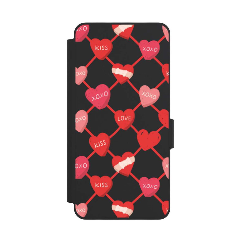 Galaxy S26 NIVOflip Heart Pattern XOXO Red