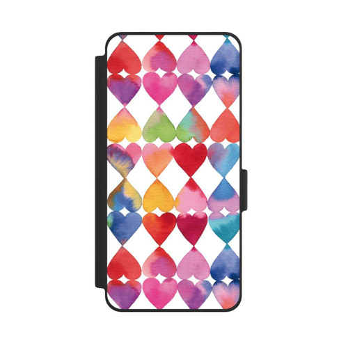 Samsung Galaxy S26 NIVOflip Colorful Watercolor Hearts Pattern