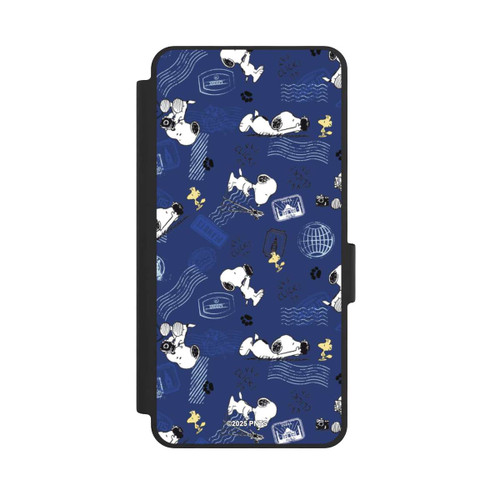 Samsung Galaxy S26 NIVOflip Peanuts Travel Stamps Pattern Blue