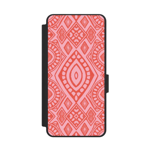 Samsung Galaxy S26 NIVOflip Boho Geometric Intricate Tribal Design in Shades of Pink