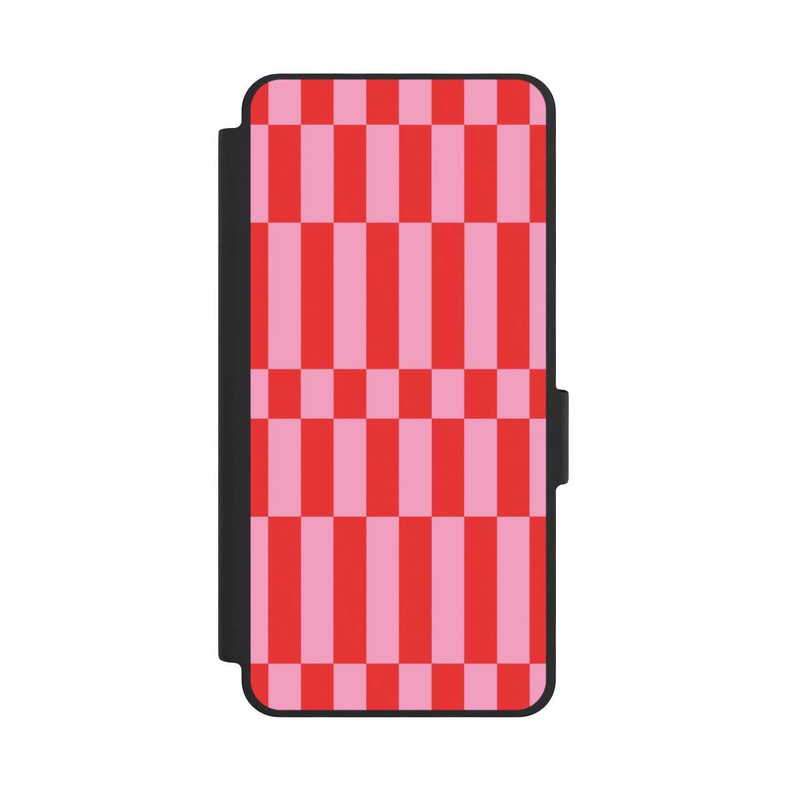 Galaxy S26 NIVOflip Checked Abstract Bold Coral Red and Pink Color Block