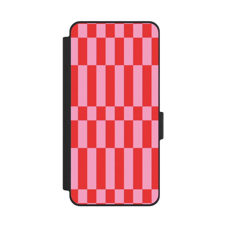 Galaxy S26 NIVOflip Checked Abstract Bold Coral Red and Pink Color Block