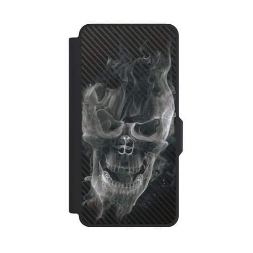 Samsung Galaxy S26+ NIVOflip rauchender Totenkopf Carbon