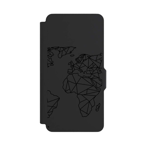 Samsung Galaxy S26+ NIVOflip Polygon Weltkarte Schwarz ohne Hintergrund