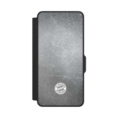 Samsung Galaxy S26+ NIVOflip Logo FCB Classique Petit - Blanc sur Fond Métallique