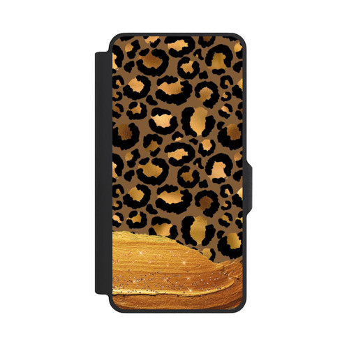 Samsung Galaxy S26+ NIVOflip Dunkelgoldener Leoparden Glitzerlook