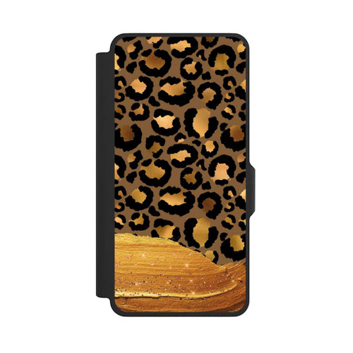Samsung Galaxy S26+ NIVOflip Dunkelgoldener Leoparden Glitzerlook
