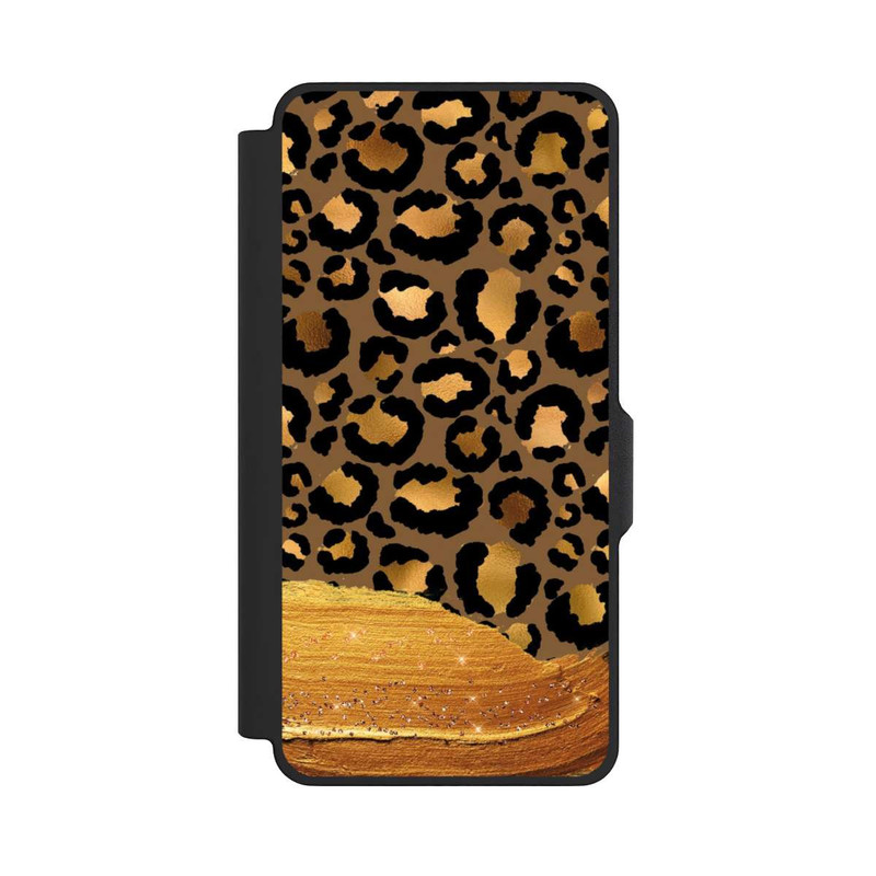 Galaxy S26+ NIVOflip Look pailleté léopard doré foncé