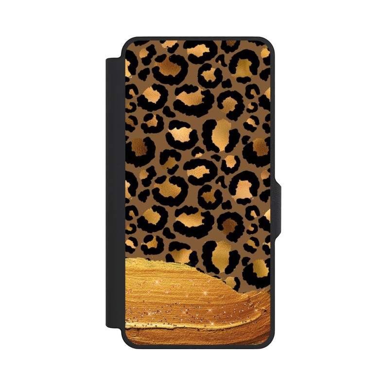Galaxy S26+ NIVOflip Look pailleté léopard doré foncé