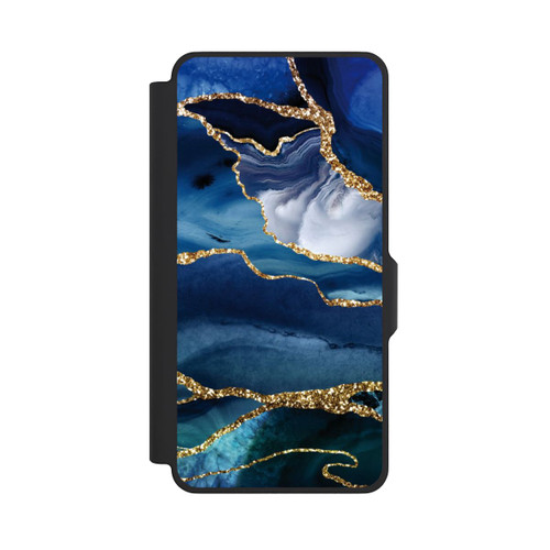 Samsung Galaxy S26+ NIVOflip  Blauer Marmor Gold Glitzer Look