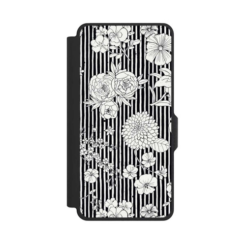 Samsung Galaxy S26+ NIVOflip Blumen und Streifen Schwarz und Weiß