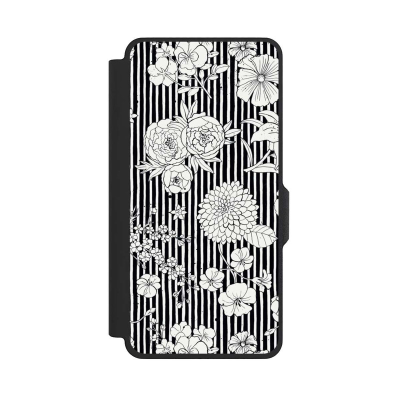 Galaxy S26+ NIVOflip Blumen und Streifen Schwarz und Weiß
