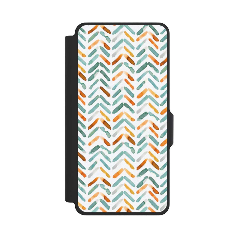 Galaxy S26+ NIVOflip Elegantes Herbstchevron Blau Orange