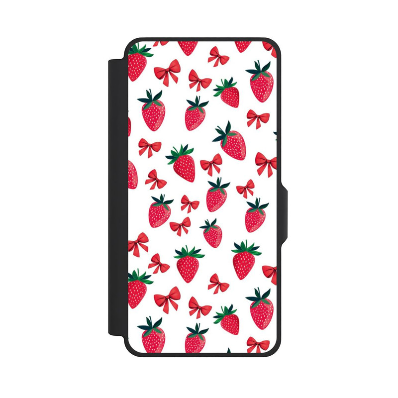 Galaxy S26+ NIVOflip Strawberry Ribbon Pattern Red