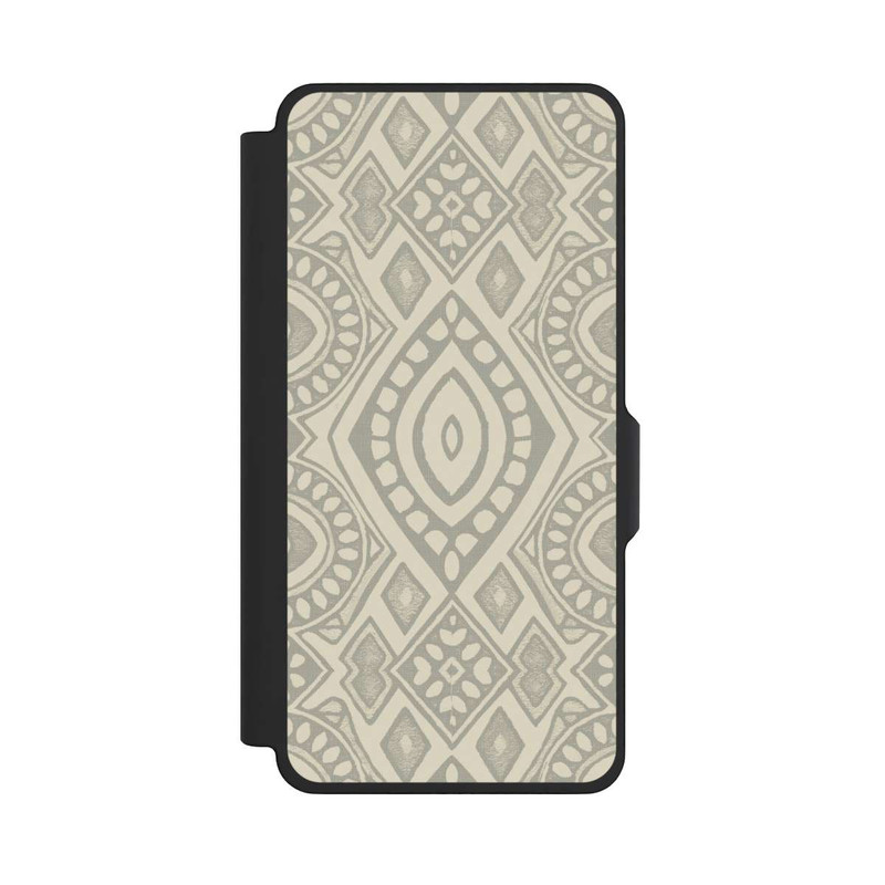 Galaxy S26+ NIVOflip Boho Geometric Mosaic Pattern Neutral Grey and Beige