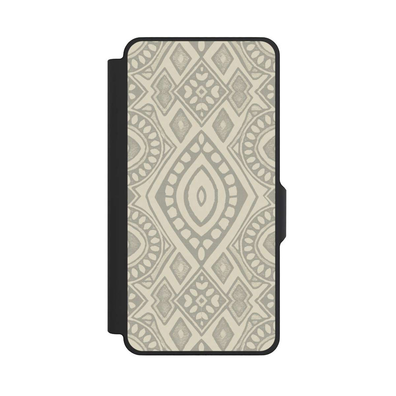 Galaxy S26+ NIVOflip Boho Geometric Mosaic Pattern Neutral Grey and Beige
