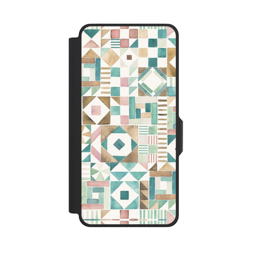 Samsung Galaxy S26+ NIVOflip Geometric Blocks Retro Vintage Patchwork Green