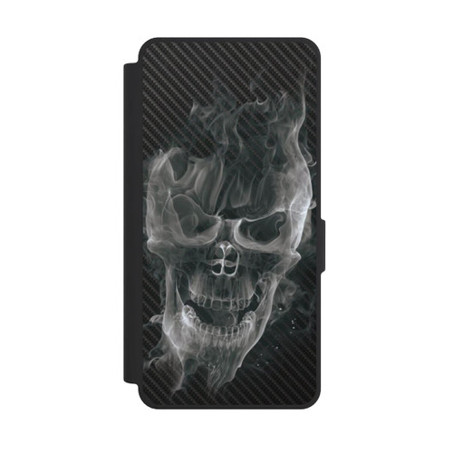 Samsung Galaxy S26 Ultra NIVOflip rauchender Totenkopf Carbon