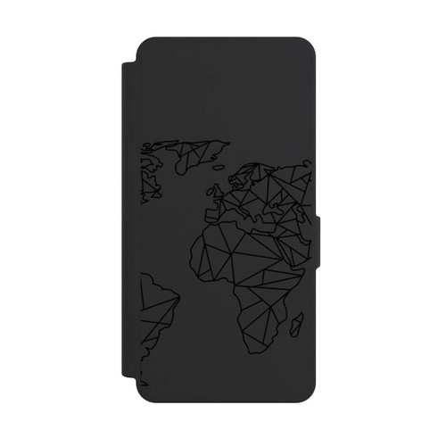 Samsung Galaxy S26 Ultra NIVOflip Polygon Weltkarte Schwarz ohne Hintergrund