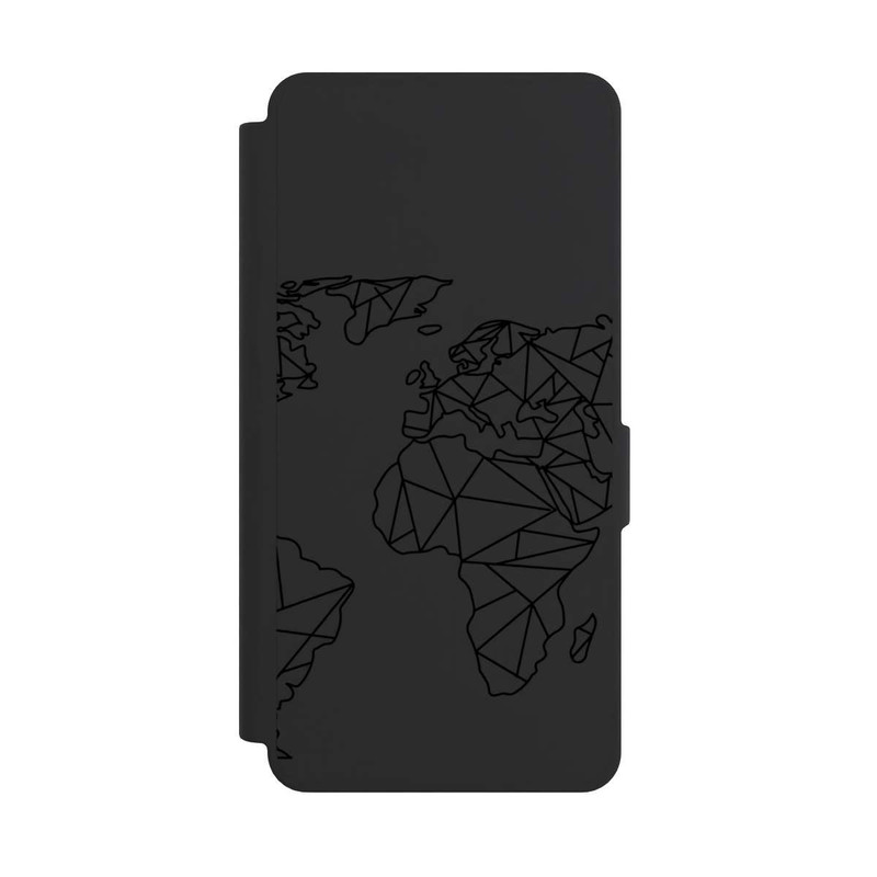 Galaxy S26 Ultra NIVOflip Polygon Weltkarte Schwarz ohne Hintergrund