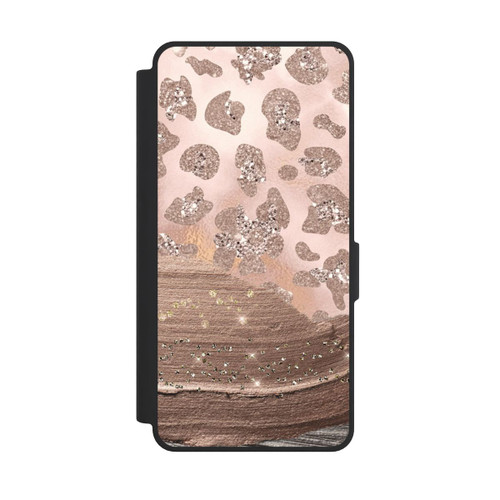 Samsung Galaxy S26 Ultra NIVOflip Silberner Leoparden Glitzerlook