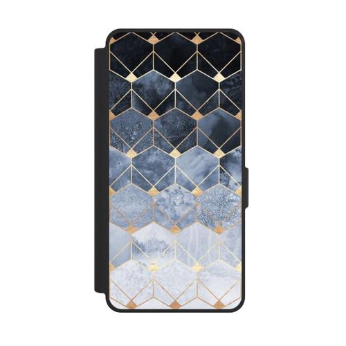 Samsung Galaxy S26 Ultra NIVOflip Impression Or Hexagones Bleus Et Diamants