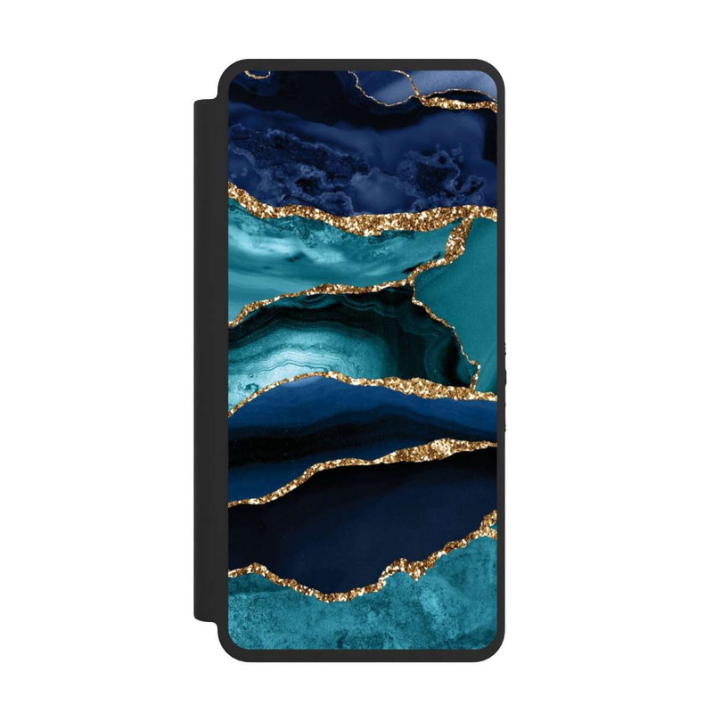 Galaxy S26 Ultra NIVOflip Dark and Light Blue Marble Gold Glitter Look