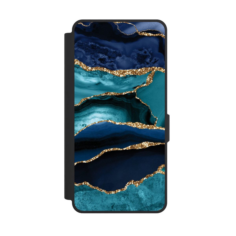 Galaxy S26 Ultra NIVOflip Dark and Light Blue Marble Gold Glitter Look