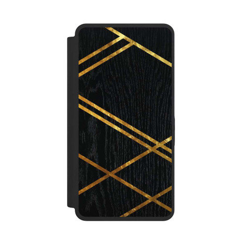 Samsung Galaxy S26 Ultra NIVOflip Black Geometric Pattern Golden Stripes