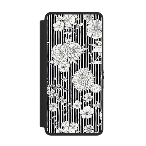 Samsung Galaxy S26 Ultra NIVOflip Blumen und Streifen Schwarz und Weiß