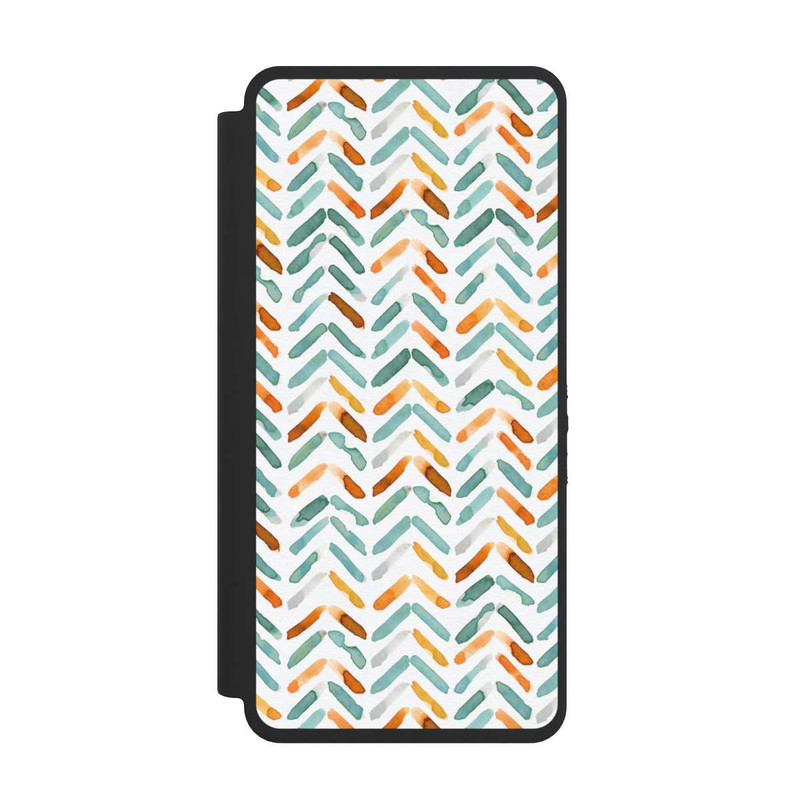 Galaxy S26 Ultra NIVOflip Elegantes Herbstchevron Blau Orange