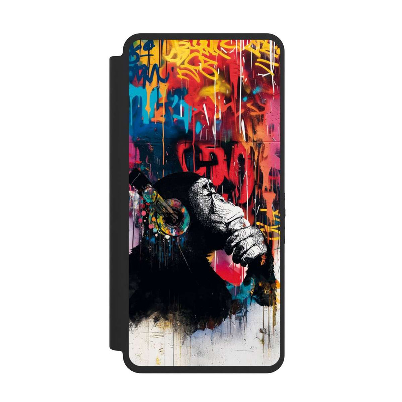 Galaxy S26 Ultra NIVOflip Affe Stereo Kopfhörer Graffiti Street Art Blau