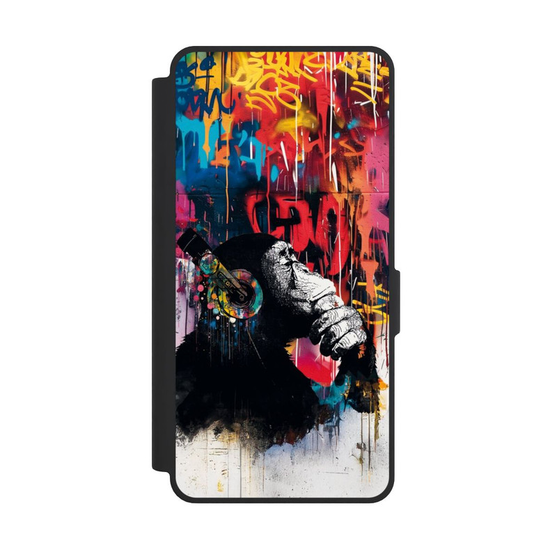 Galaxy S26 Ultra NIVOflip Affe Stereo Kopfhörer Graffiti Street Art Blau