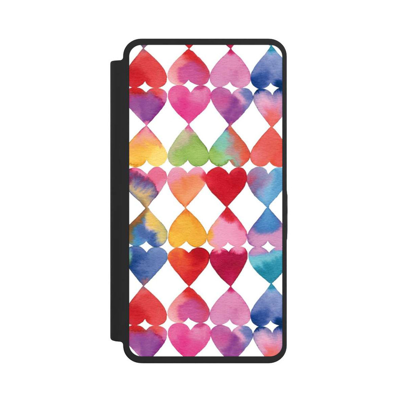 Galaxy S26 Ultra NIVOflip Colorful Watercolor Hearts Pattern