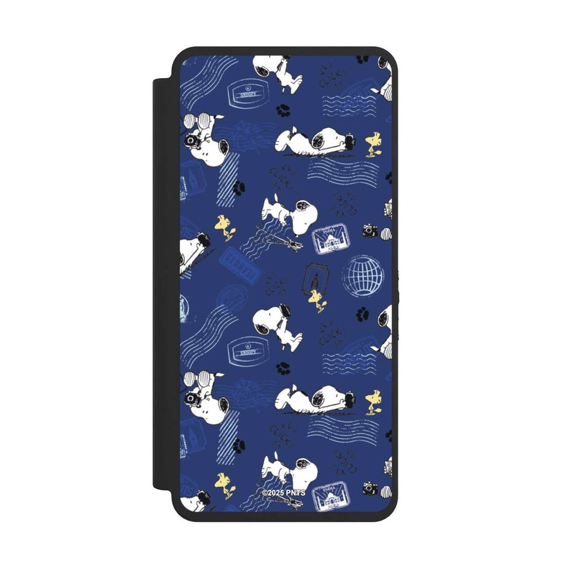 Galaxy S26 Ultra NIVOflip Peanuts Travel Stamps Pattern Blue
