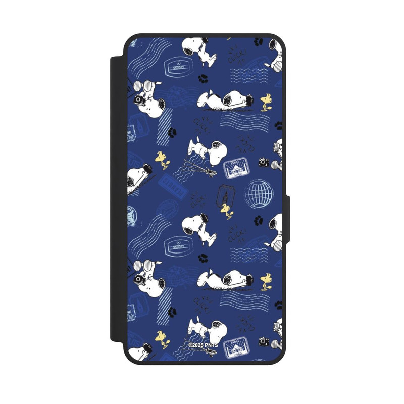 Galaxy S26 Ultra NIVOflip Peanuts Travel Stamps Pattern Blue