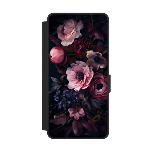 Samsung Galaxy S26 Ultra NIVOflip Rosa Blumenbild mit Pfingstrosen auf dunklem Hintergrund Mit KI