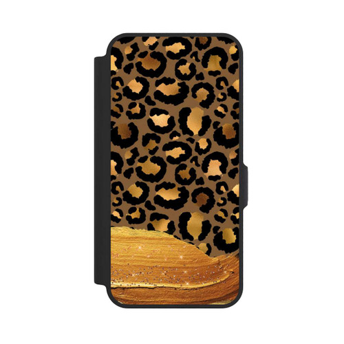 Samsung Galaxy A57 5G NIVOflip Dunkelgoldener Leoparden Glitzerlook