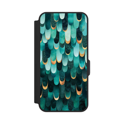 Samsung Galaxy A57 5G NIVOflip Imprimé or turquoise à plumes